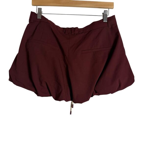 Zara Solid Maroon Balloon Drawstring Mini Skirt Size Medium - Picture 6 of 8